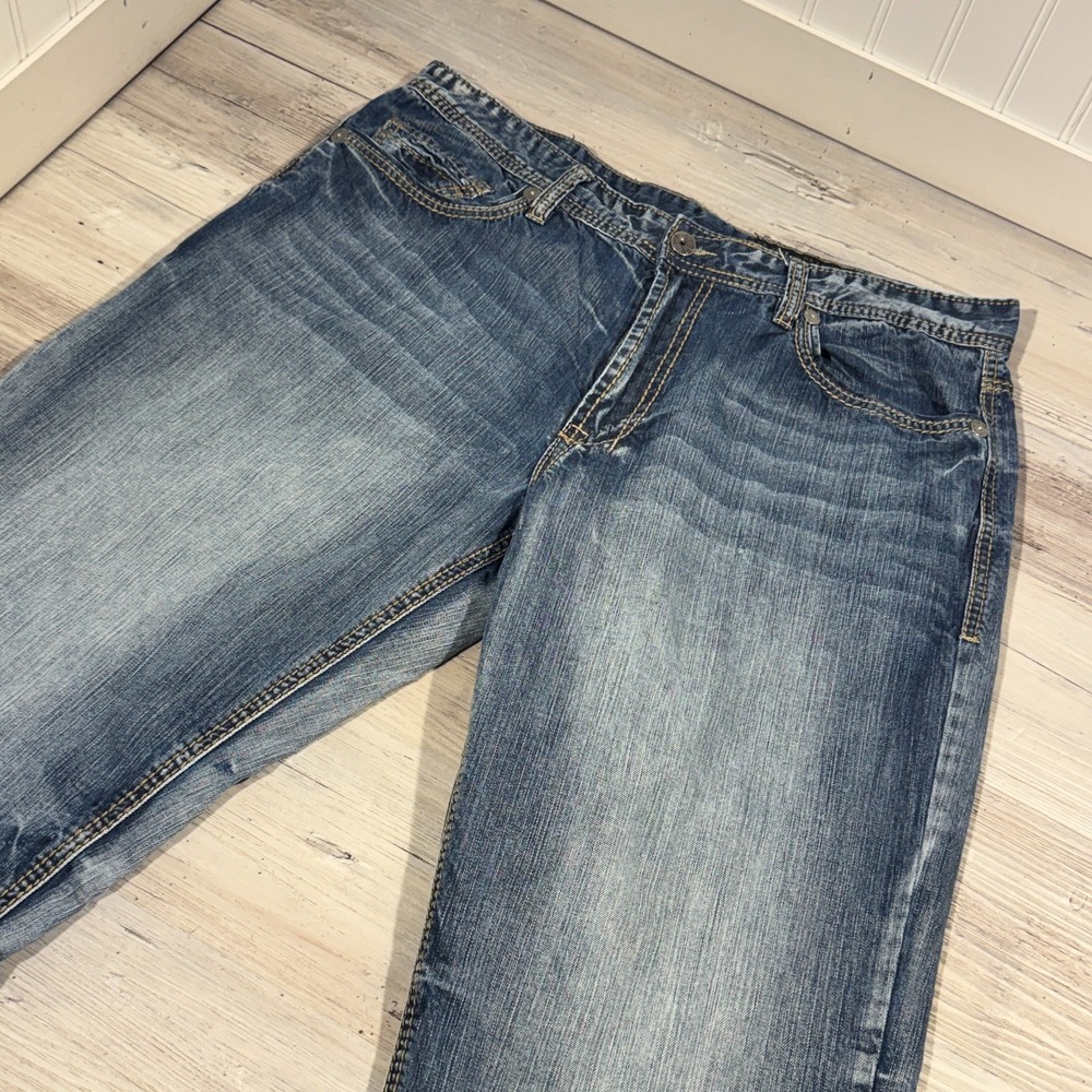 TK Axel Treadwell Relaxed Straight Leg 38X32‎ (36x28) Distressed Blue Jeans